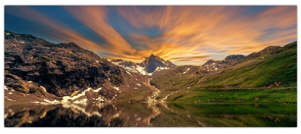 Obraz - Odraz v horskom jazere (120x50 cm)