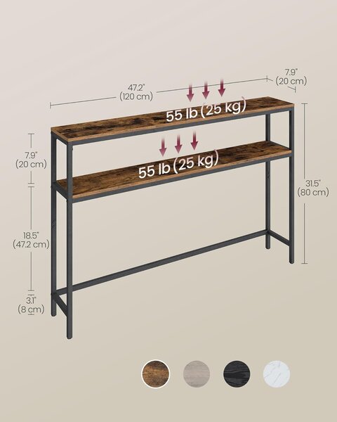 SONGMICS Konzolový stolík Vasagle Crem 120 cm čierny/hnedý