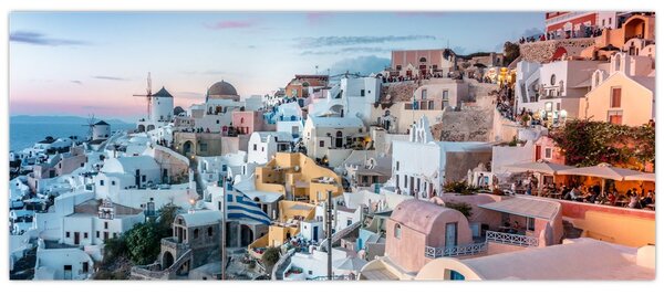 Obraz - Súmrak v Santorini (120x50 cm)