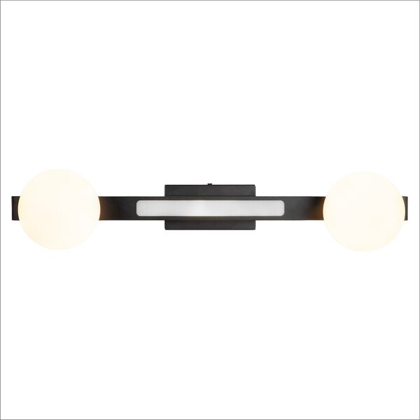 Nástenné svietidlo Magnet1, 2x biele sklenené tienidlo + 1x LED 13W, b