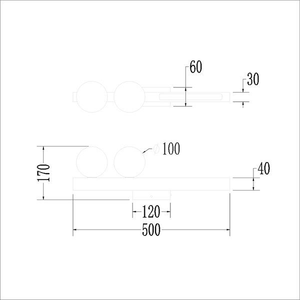 Nástenné svietidlo Magnet2, 2x biele sklenené tienidlo + 1x LED 13W, b