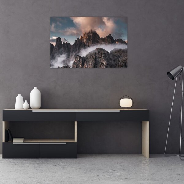 Obraz - Talianske dolomity schované v hmle (90x60 cm)