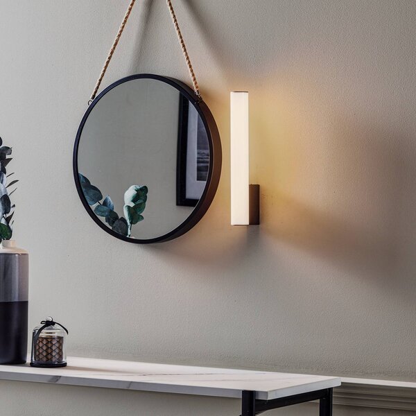 Helestra Loom zrkadlové LED svietidlo čierne 30 cm, Biela / opálová, Kúpeľňa, Plast, Moderný