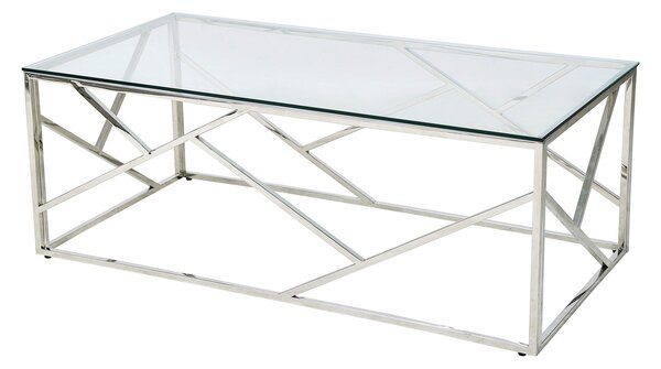 KONFERENČNÝ STOLÍK, číra, strieborná, kov, sklo, 120/60/45 cm Livetastic - Stolíky do obývačky, Online Only