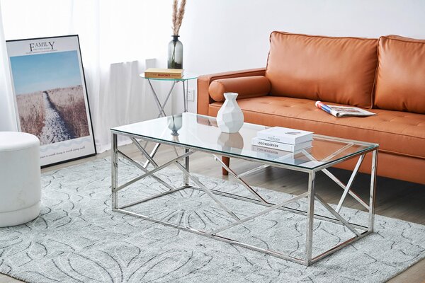 KONFERENČNÝ STOLÍK, číra, strieborná, kov, sklo, 120/60/45 cm Livetastic - Stolíky do obývačky, Online Only