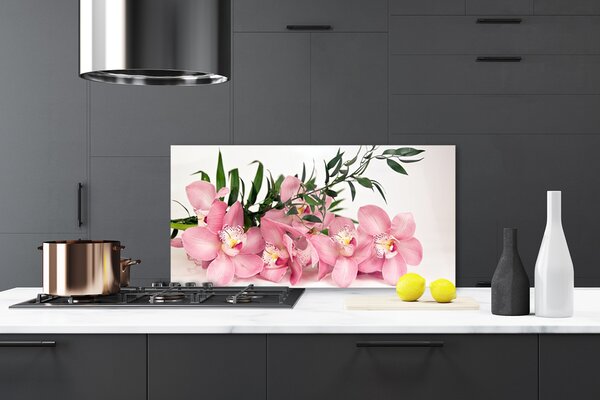 Sklenený obklad Do kuchyne Orchidea kvety kúpele 120x60 cm