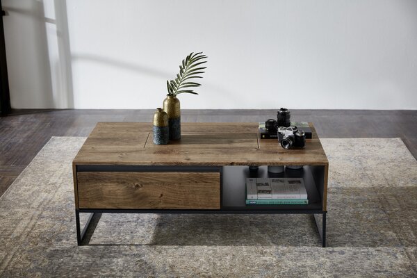 KONFERENČNÝ STOLÍK, grafitová, farba duba, kompozitné drevo, 115/65/42 cm Hom`in - Stolíky do obývačky, Online Only