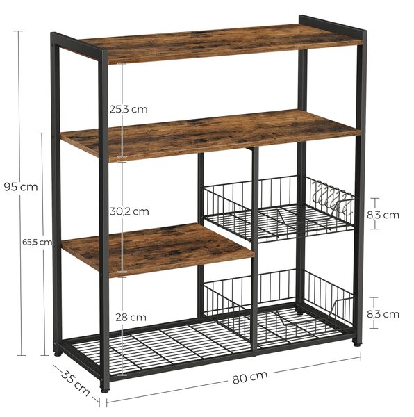 REGÁL, hnedá, čierna, železo, 80/35/95 cm MID.YOU - Online Only drobný nábytok, Online Only