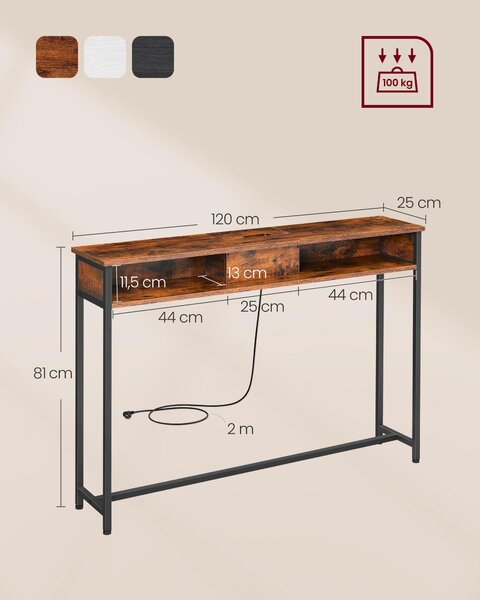 KONZOLOVÝ STOLÍK, čierna, tmavohnedá, kov, kompozitné drevo, 120/81/25 cm MID.YOU - Online Only obývacie izby, Online Only