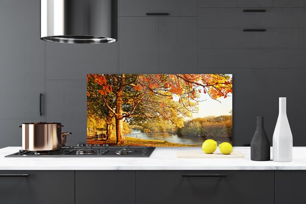Sklenený obklad Do kuchyne Strom jazero príroda 120x60 cm