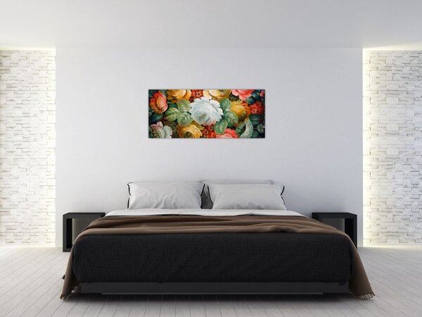 Obraz maľovanej kytice kvetov (120x50 cm)