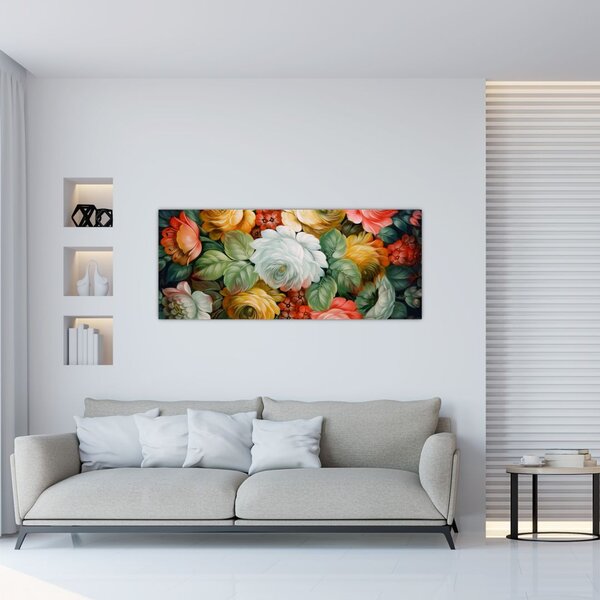 Obraz maľovanej kytice kvetov (120x50 cm)