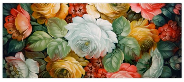 Obraz maľovanej kytice kvetov (120x50 cm)