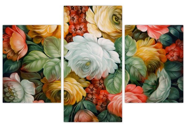 Obraz maľovanej kytice kvetov (90x60 cm)