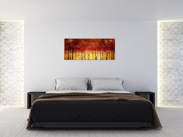Obraz - Maľba listnatého lesa (120x50 cm)