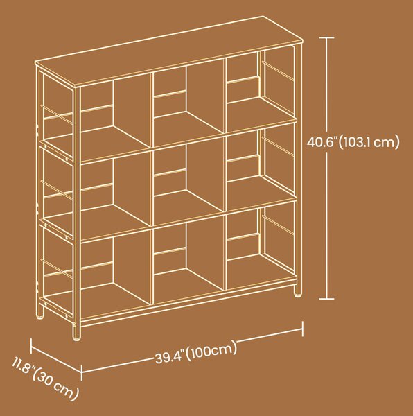 REGÁL, hnedá, čierna, železo, 100/103,1/30 cm Boxxx - Online Only drobný nábytok, Online Only