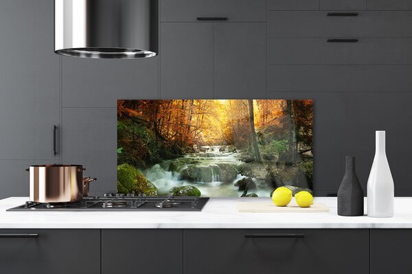 Sklenený obklad Do kuchyne Vodopád príroda les jeseň 120x60 cm