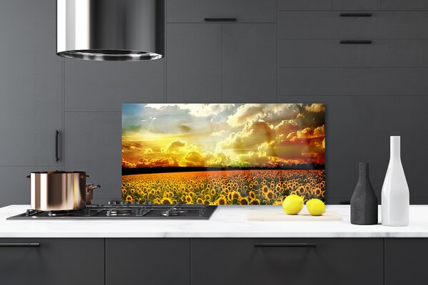 Sklenený obklad Do kuchyne Pole slnečníc krajina 120x60 cm