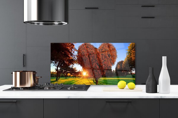 Sklenený obklad Do kuchyne Strom srdce přírdoa 120x60 cm