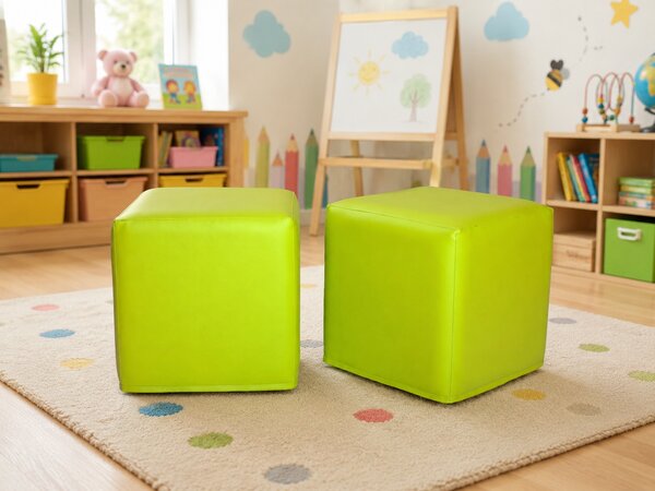 Set 2 taburetiek BLOCK 40 × 40 × 40 cm – svetlá oliva