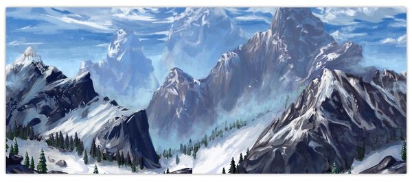 Obraz - Maľované hory (120x50 cm)