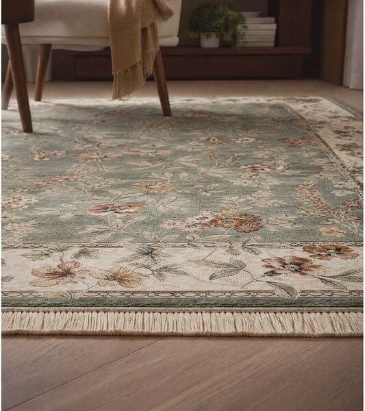 Zeleno-krémový koberec z viskózy 160x230 cm Oriental – Nouristan