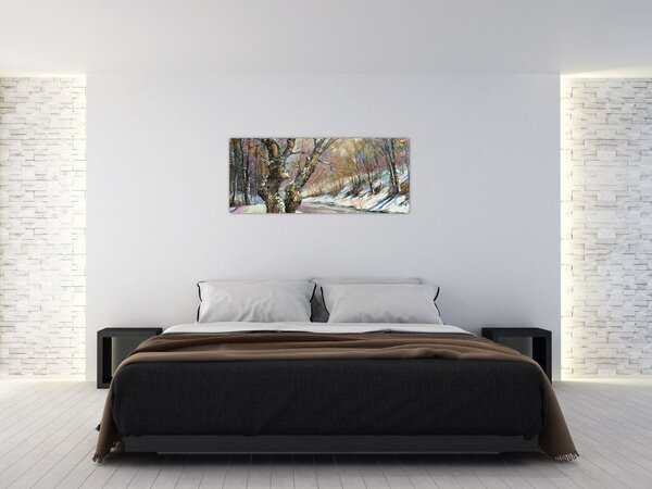 Obraz maľovanej zimnej krajiny (120x50 cm)