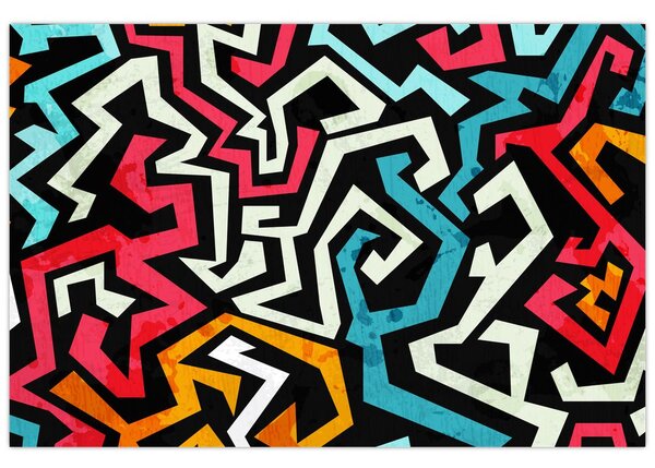 Obraz grafické abstrakcie (90x60 cm)