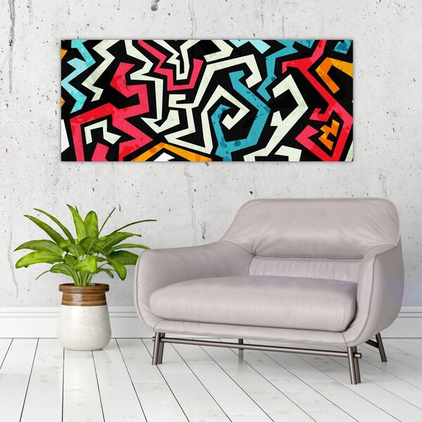 Obraz grafické abstrakcie (120x50 cm)