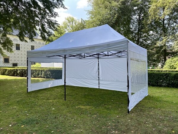 TENTino Nožnicový párty stan 3x6 m /6 nôh STEEL HEXAGON Farba opláštenia: 1A - BIELA
