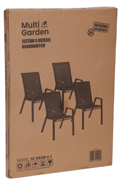 Súprava 4x záhradná stolička na terasu balkón čierna MultiGarden