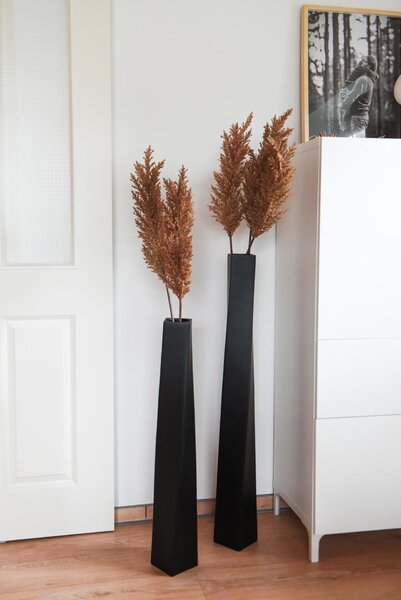 Vysoká váza HYDRON, sklolaminát, výška 80 cm, čierny mat