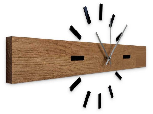 Rustikálne dubové hodiny na stenu – minimalistická škandinávska drevená dekorácia | DRORES: Strieborné ručičky 60 cm 4684-111273 MAS021-3072-akcia20