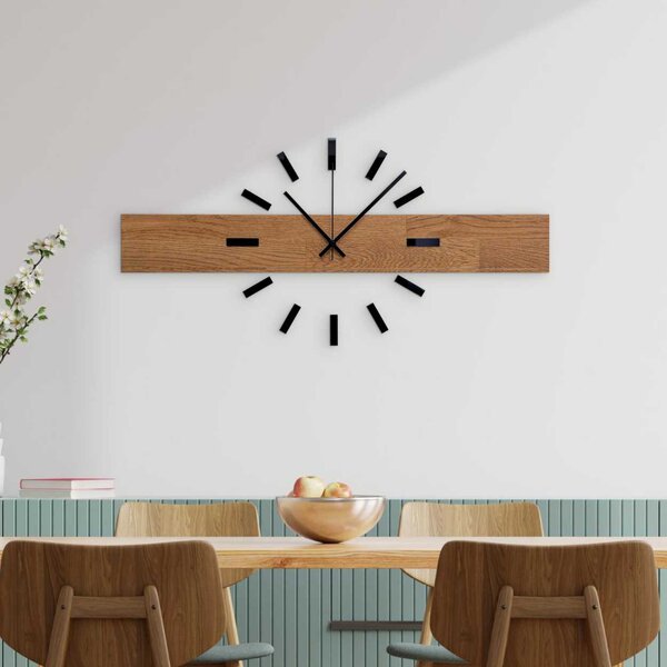 Rustikálne dubové hodiny na stenu – minimalistická škandinávska drevená dekorácia | DRORES: Strieborné ručičky 60 cm 4684-111273 MAS021-3072-akcia20