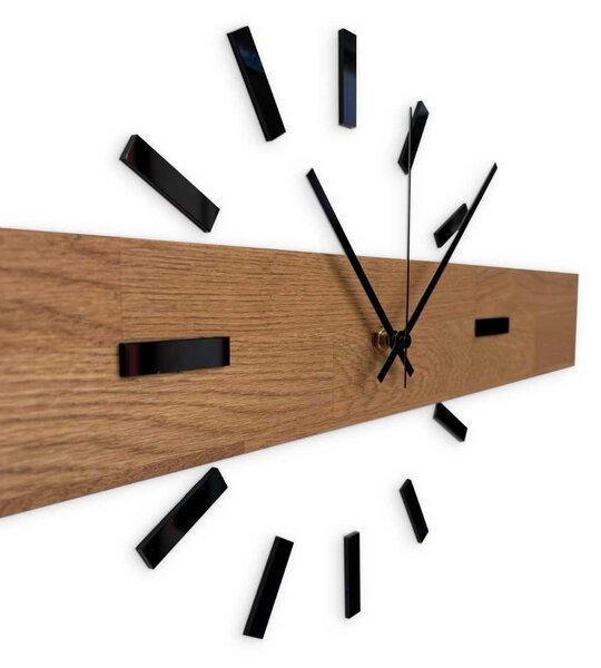 Rustikálne dubové hodiny na stenu – minimalistická škandinávska drevená dekorácia | DRORES: Strieborné ručičky 60 cm 4684-111273 MAS021-3072-akcia20