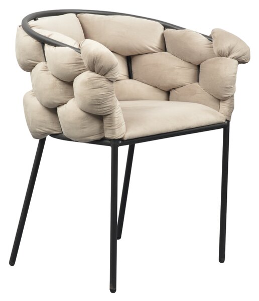 Kondela Jedálenské kreslo, sivohnedá Taupe Velvet látka/čierna, DOROTA
