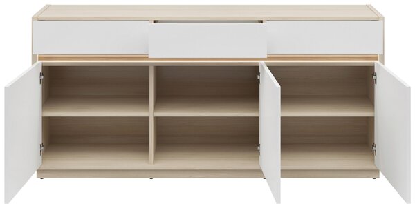 ŠIROKÁ KOMODA, biela, farba duba, 173,5/80,8/42 cm Hom`in - Komody