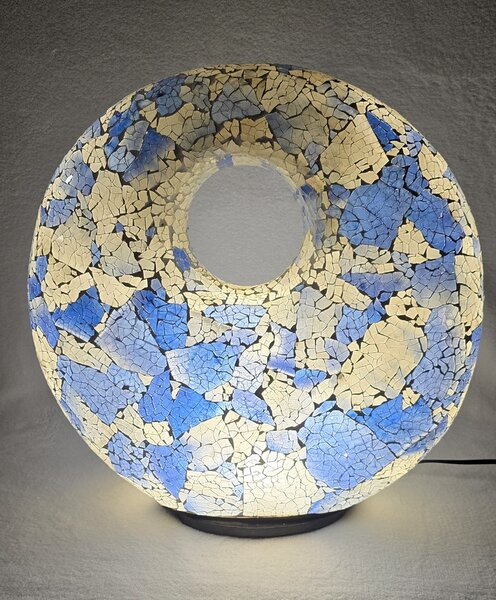 Stolná lampa Donat modrá, 45 cm, ručná práca