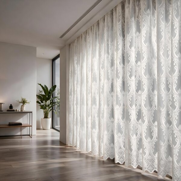 Voálová Luxusná vyšívaná záclona biela Versailles White metráž Ervi 3634-11