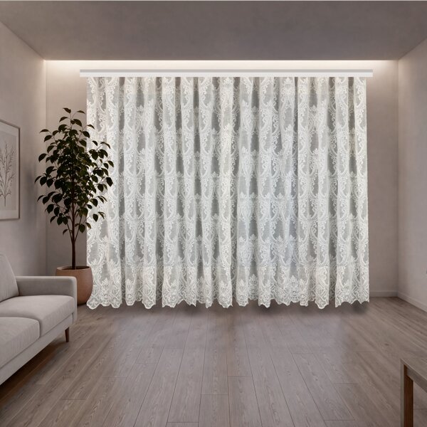 Voálová Luxusná vyšívaná záclona biela Versailles White metráž Ervi 3634-11
