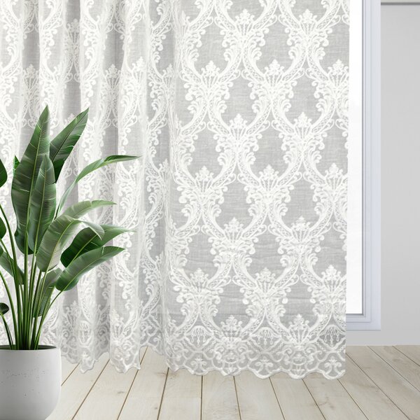 Voálová Luxusná vyšívaná záclona biela Versailles White metráž Ervi 3634-11
