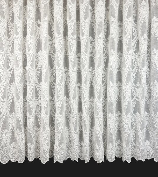 Voálová Luxusná vyšívaná záclona biela Versailles White metráž Ervi 3634-11