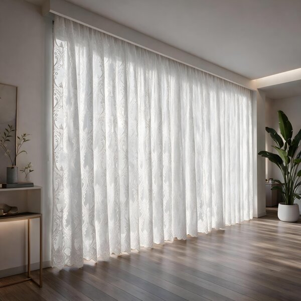 Voálová Luxusná vyšívaná záclona biela Versailles White metráž Ervi 3634-11