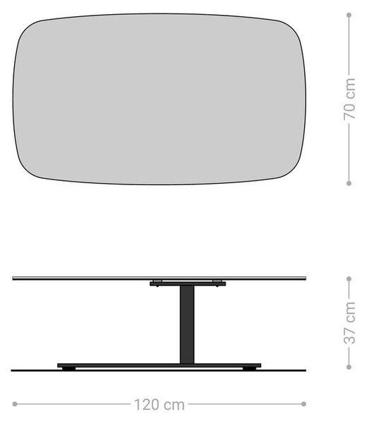 DELIFE Konferenčný stolík Edge zaoblený tvar 120x70 cm keramika Minas Melange Vibany kov titánová farba efekt