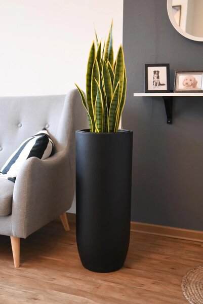 Kvetináč SOLERIO, výška 80 cm, sklolaminát, čierny