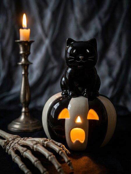 Sinsay - LED keramická stolná lampa s Halloween motivom - čierna