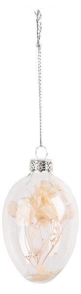 Závesné sklenené vajíčko so sušenými kvetmi Egg Bloom - Ø 5*8 cm - Clayre & Eef