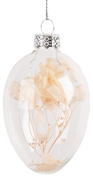 Závesné sklenené vajíčko so sušenými kvetmi Egg Bloom - Ø 5*8 cm - Clayre & Eef