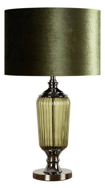 Dekorstudio Sklenená stolová lampa ADRIA ⌀36x61cm - fľaškovozelená so zeleným tienidlom