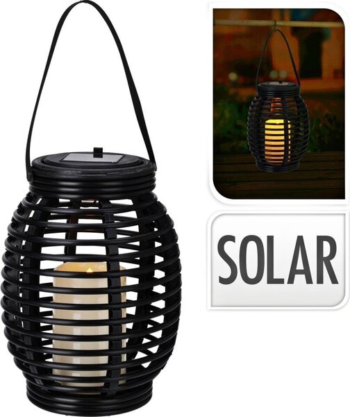 PROGARDEN Solárny lampáš 32 cm čierny KO-CX2000230
